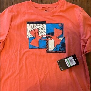 Under Armour Kids Tee in Coral and Blue